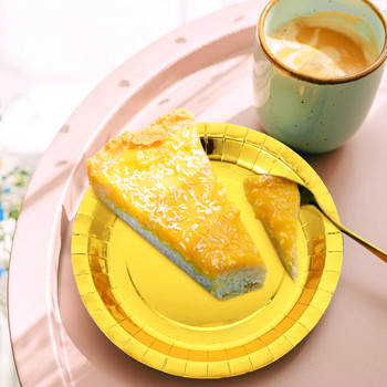 30 τμχ Χρυσό χαρτί Πιάτο Δίσκος κέικ Χρυσό Πιάτο Γάμου Χαρτί Πιάτα Παιδικά Πιάτα Δείπνου Ταψί για κέικ μαχαιροπήρουνα μιας χρήσης Αξεσουάρ ψησίματος
