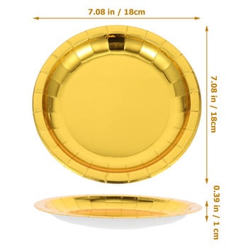 30 бр. Златни хартиени чинии Поднос за торта Златни сватбени хартиени чинии Детски чинии за вечеря Прибори за еднократна употреба Форма за торта Аксесоари за печене