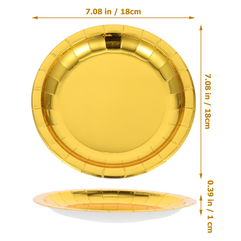 30 бр. Златни хартиени чинии Поднос за торта Златни сватбени хартиени чинии Детски чинии за вечеря Прибори за еднократна употреба Форма за торта Аксесоари за печене