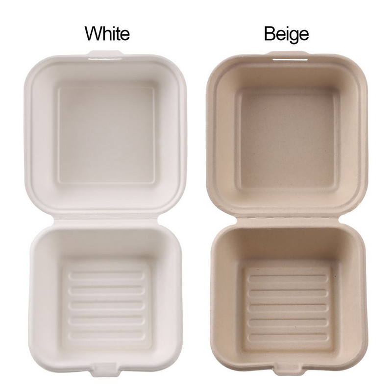 10 tk ühekordselt kasutatavad Bento karbid Mikrolaineahjus lagunevad söögikarbi konteinerid kaasavõetav pakkimine Hamburgeri koogi pakend Keskkonnasõbralik