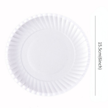 6-инчова еднократна хартиена чиния за торта Бяла хартиена тава Парти Защита на околната среда Кръгла торта за рожден ден Барбекю Тава Кухненски прибори