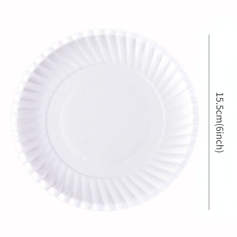 Farfurie de hârtie pentru prăjituri de unică folosință de 6 inci Tavă de hârtie albă pentru petrecere Protecția mediului pentru prăjituri rotunde Tavă pentru grătar Ustensile de bucătărie