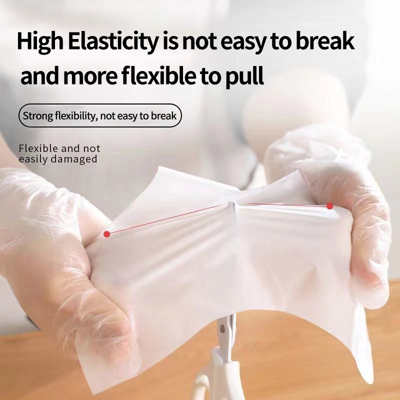 100 db Latexmentes kesztyű TPE eldobható kesztyű átlátszó csúszásmentes sav munkabiztonsági élelmiszeripari háztartási tisztítókesztyű