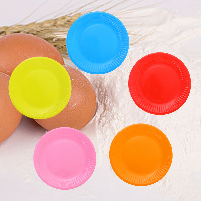 50 vnt Popierinės lėkštės Spalvingos vakarėlio lėkštės apvalios vakarienės lėkštės gimtadienio vestuviniam dušui Kalėdų vakarėlio reikmenys