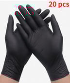 20 vnt. Sutirštintos juodos virtuvės apsauginės pirštinės Vienkartinės PVC pirštinės vandeniui atsparios maistinės pirštinės Virtuvės valymo pirštinės