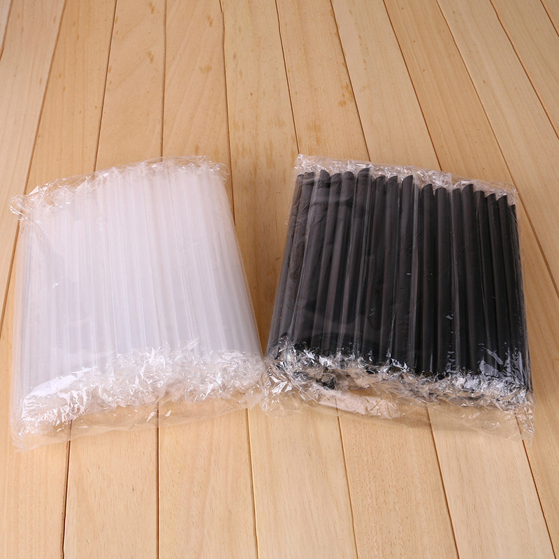 100 gab vienreizlietojami salmiņi plati piena tējas piena kokteilis plastmasas caurspīdīgi dzeramo salmiņi kāzu ballīšu piederumiem bāra piederumi