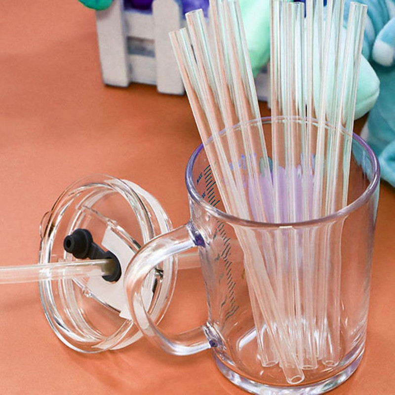 2gab/3gab Salmiņi Caurspīdīgi vārāmi ūdens salmiņi Silīcija Universālie salmiņi ar Tīrīšanas suku Dzeramo salmiņu krūzes piederumi