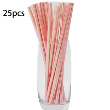 Pearlescent- Bronzing Paper Straws Pink Green Gradient- Film Drinking Straws