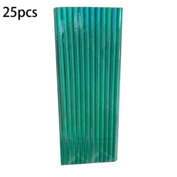 Pearlescent- Bronzing Paper Straws Pink Green Gradient- Film Drinking Straws