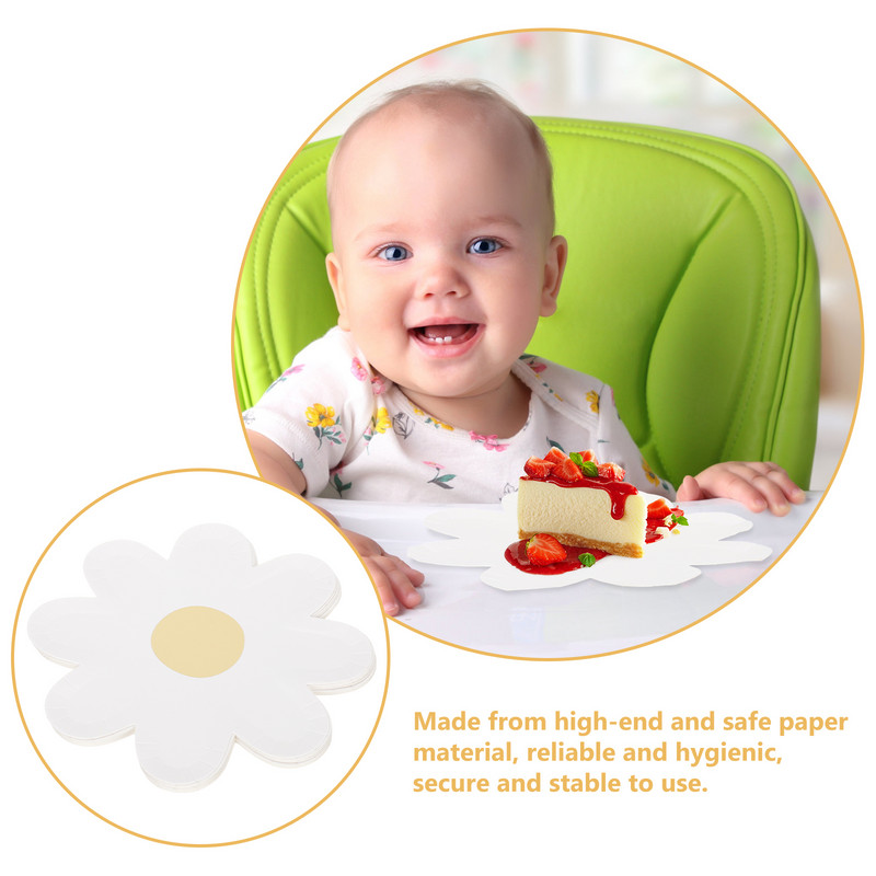 20 τμχ Νυφικά χάρτινα πιάτα ντουζιέρας Παιδικά πάρτι μιας χρήσης Floral μαχαιροπίρουνα σε σχήμα λουλουδιού Σετ σερβίτσιο Βραδινό Μαργαρίτα