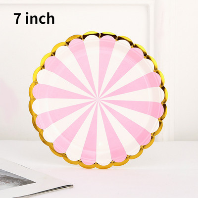 10 gab./komplektā zeltīšanas disks vienreizlietojamie šķīvji kūkas papīra panna, DIY dekorācija bērniem dzimšanas dienas svinībās kāzu galda piederumu piegāde