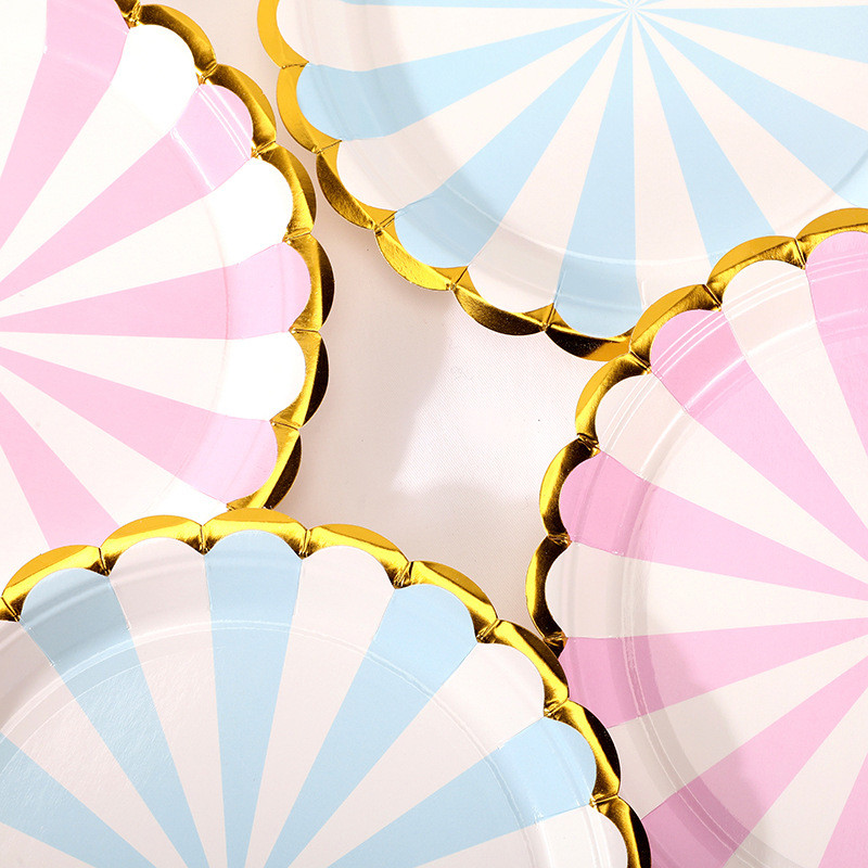 10 gab./komplektā zeltīšanas disks vienreizlietojamie šķīvji kūkas papīra panna, DIY dekorācija bērniem dzimšanas dienas svinībās kāzu galda piederumu piegāde