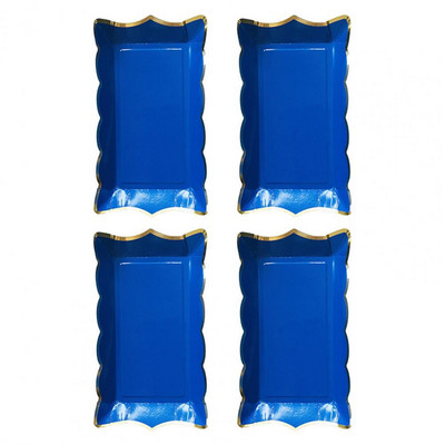 Ορθογώνιος χάρτινος δίσκος κέικ μιας χρήσης δίσκος φρούτων Μπάρμπεκιου πιάτο για πάρτι πικνίκ Επιτραπέζιο πιάτο 4 τεμάχια/σετ