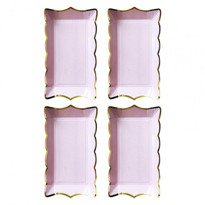 Ορθογώνιος χάρτινος δίσκος κέικ μιας χρήσης δίσκος φρούτων Μπάρμπεκιου πιάτο για πάρτι πικνίκ Επιτραπέζιο πιάτο 4 τεμάχια/σετ