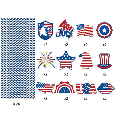 48tk USA Bunting Lipu paberist õlgedest komplekt Isamaaliste peokaunistustega Ameerika iseseisvuspäevaks ühekordselt kasutatav koogikattekaart