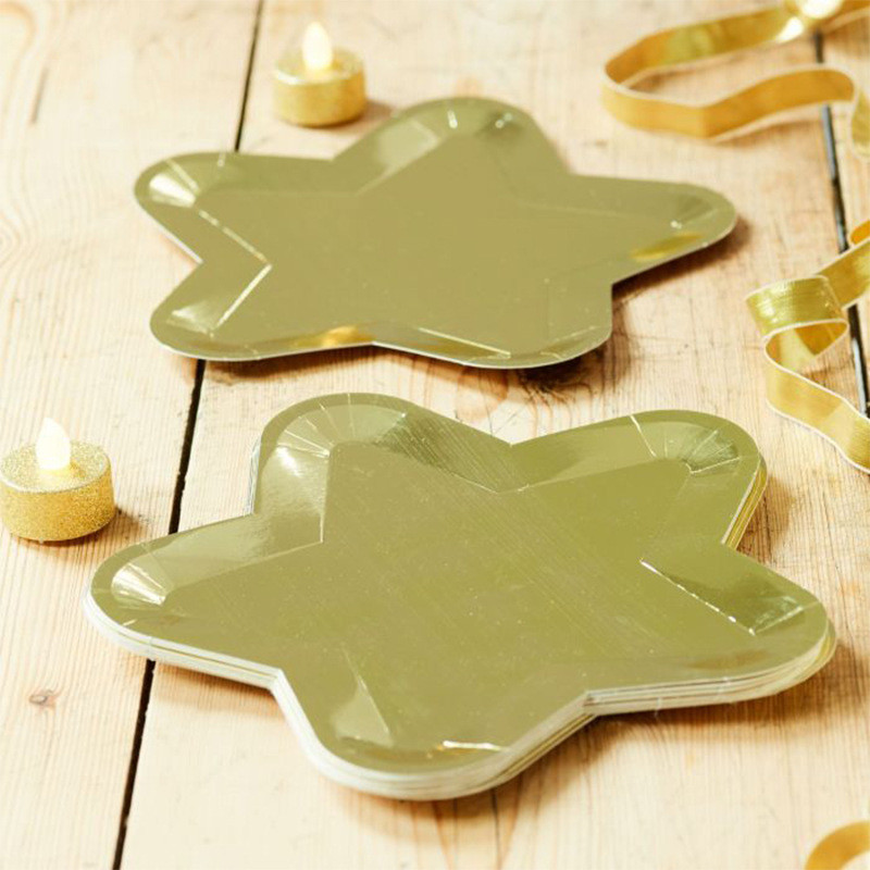 10db eldobható party tálca karácsonyi újévi arany ezüst pentagramos tányér születésnapi parti dekoráció szállodába