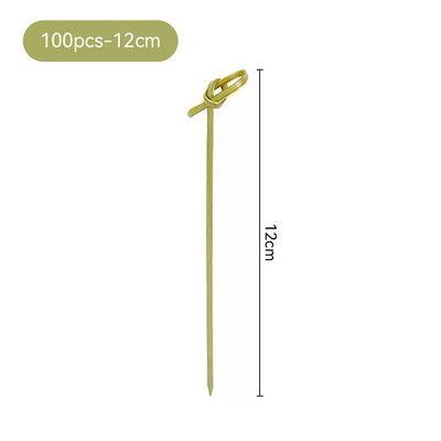 100 DB eldobható bambusz nyakkendő csomózott nyárs csavart végű koktél étel gyümölcs csákány Villarudak vendéglátóipari desszertekhez VC