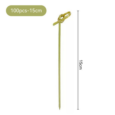 100 DB eldobható bambusz nyakkendő csomózott nyárs csavart végű koktél étel gyümölcs csákány Villarudak vendéglátóipari desszertekhez VC