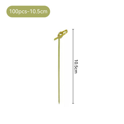 100 DB eldobható bambusz nyakkendő csomózott nyárs csavart végű koktél étel gyümölcs csákány Villarudak vendéglátóipari desszertekhez VC