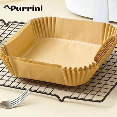 100 gab Air Fryer vienreizējās lietošanas papīrs, eļļu absorbējošs papīrs, pārtikas kvalitātes augstas temperatūras izturīgs bļodas formas cepšanas silikona eļļas papīrs