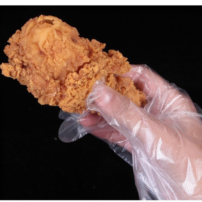 100 gab./partija Vienreizlietojamie cimdi PE noņemami pārtikas plastmasas virtuves biezi plastmasas cimdi Mājsaimniecības virtuves dārza piederumi