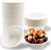 100% compostabilBowls de 12 oz 20 buc. Bagaș natural de unică folosință, de calitate rezistentă, ecologic, biodegradabil, fabricat din fibre de trestie de zahăr