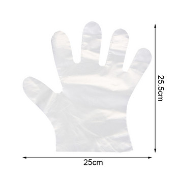 100 бр. Пластмасови ръкавици за еднократна употреба Кетъринг Печене Грабване Потапяне Разбъркване Салата Прозрачни PE ръкавици Кухненски аксесоари
