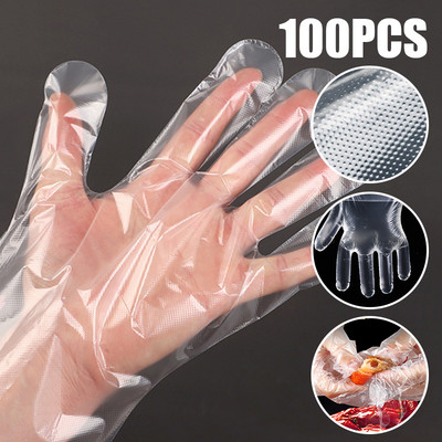 100 τμχ Πλαστικά γάντια μιας χρήσης Catering Ψήσιμο Grabbing Dipping Stirring Salad Διαφανή PE Γάντια Αξεσουάρ κουζίνας