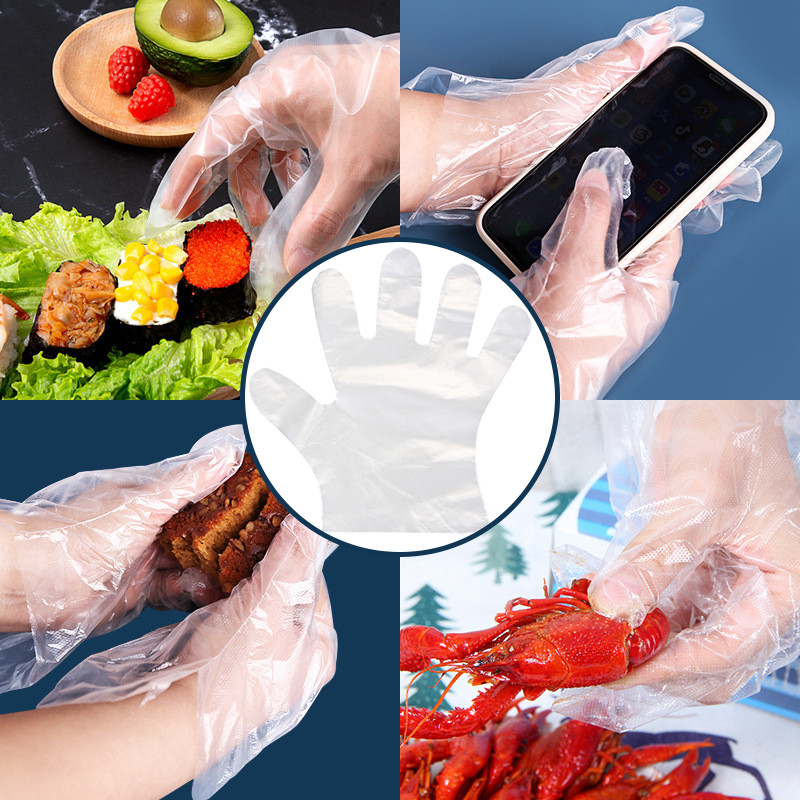 100 τμχ Πλαστικά γάντια μιας χρήσης Catering Ψήσιμο Grabbing Dipping Stirring Salad Διαφανή PE Γάντια Αξεσουάρ κουζίνας