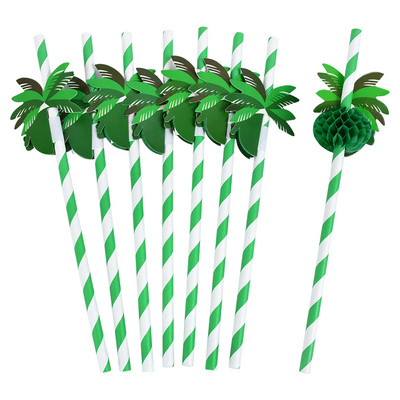 20/40 buc paie de hârtie de fagure de nucă de cocos, paie de unică folosință, decor cocktail de vară, petrecere pe plajă hawaiană, paie de băut, veselă