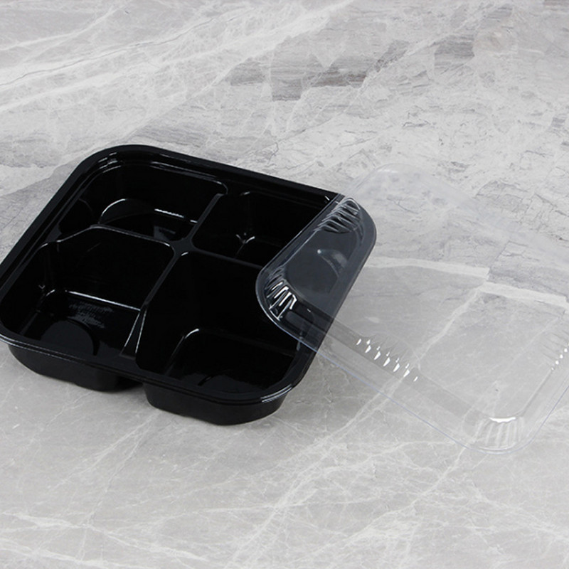 Cutii de plastic de unică folosință cu capac, 5 buc. Cutie portabilă pentru fructe. Recipiente cu patru grile pentru mâncare la pachet pentru recipiente pentru pregătirea mesei