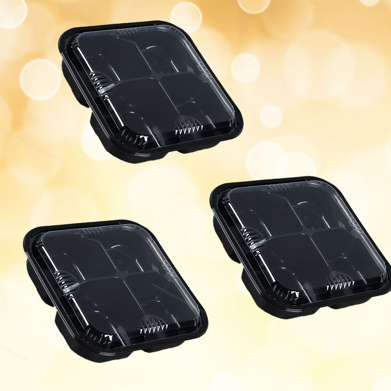 Cutii de plastic de unică folosință cu capac, 5 buc. Cutie portabilă pentru fructe. Recipiente cu patru grile pentru mâncare la pachet pentru recipiente pentru pregătirea mesei