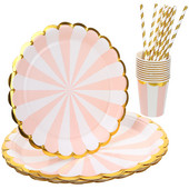 Vakarėlio popierinių lėkščių rinkinys Prašmatnios lėkštės Stalo reikmenys Vakarienės apvalus patiekalas Gimtadienio reikmenys