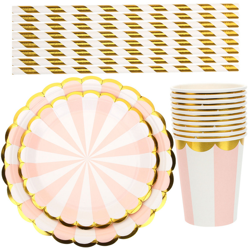 Vakarėlio popierinių lėkščių rinkinys Prašmatnios lėkštės Stalo reikmenys Vakarienės apvalus patiekalas Gimtadienio reikmenys