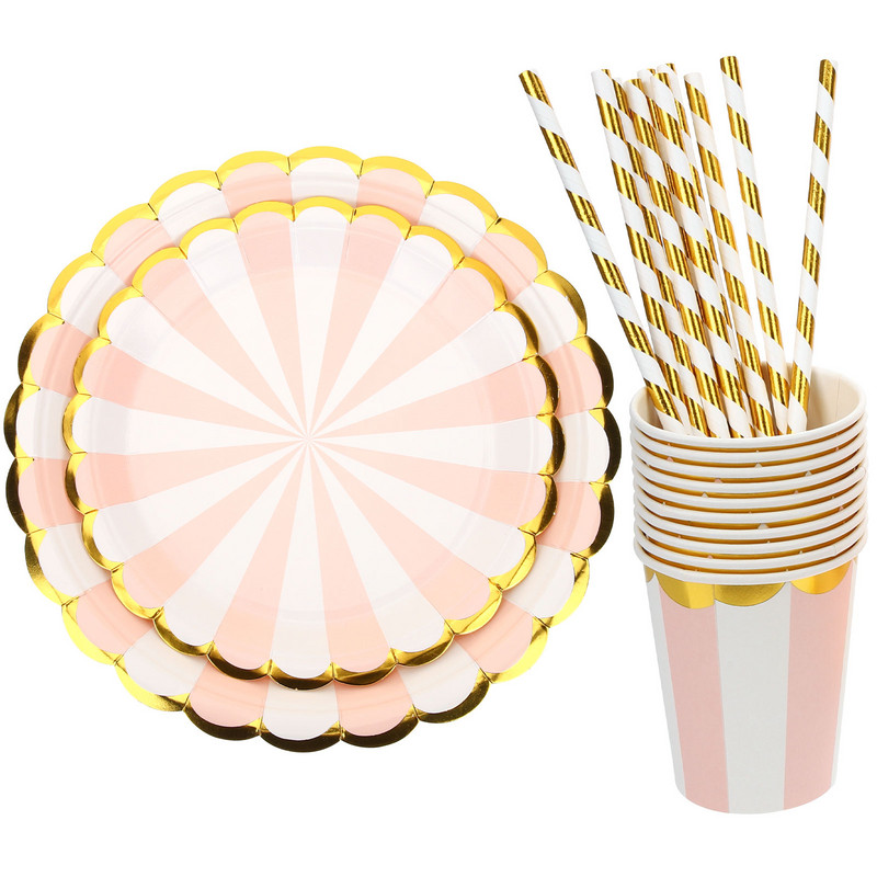 Vakarėlio popierinių lėkščių rinkinys Prašmatnios lėkštės Stalo reikmenys Vakarienės apvalus patiekalas Gimtadienio reikmenys