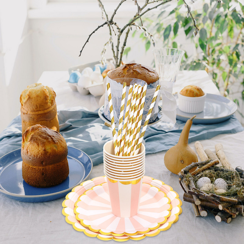 Vakarėlio popierinių lėkščių rinkinys Prašmatnios lėkštės Stalo reikmenys Vakarienės apvalus patiekalas Gimtadienio reikmenys