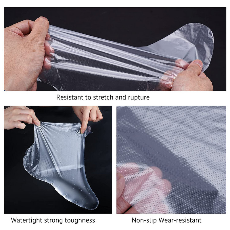 100 bucăți de plastic pentru picioare de protecție cu ceară de parafină căptușeală de baie pentru terapie termică papuci capac pentru picioare Therabath Spa femei tratament șosete