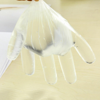 100 PCS/Lot Ръкавици за еднократна употреба Пластмасови прозрачни масло - устойчиви на вода Устойчиви на кухня Ръкавици за защита на храна Домакински почистващ инструмент