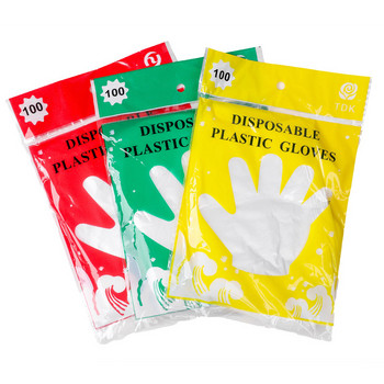 100 ΤΕΜ/Παρτίδα Γάντια μιας χρήσης Πλαστικό Διαφανές Λάδι - Proof Αδιάβροχο Kitchen Protect Food Gloves Εργαλείο οικιακού καθαρισμού