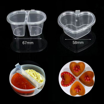 10PCS Преносима опаковка за еднократна употреба Пластмасова чаша за сос за храна за вкъщи Прозрачна малка кутия за храна с шарнирни капаци Контейнери за пигментни бои