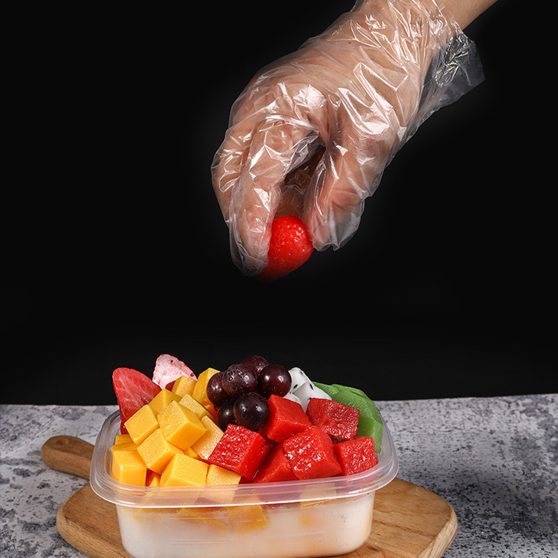 100 vnt. vienkartinės pirštinės Virtuvė Vienkartinės plastikinės pirštinės PE skaidrios, ekologiškos pirštinės, skirtos virti, valyti kepsninę