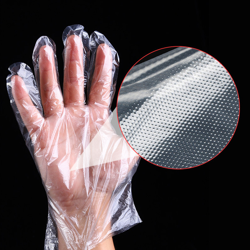100 vnt. vienkartinės pirštinės Virtuvė Vienkartinės plastikinės pirštinės PE skaidrios, ekologiškos pirštinės, skirtos virti, valyti kepsninę