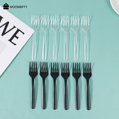 100 buc. Furculițe transparente, de unică folosință, pentru petreceri, bețișoare de grătar, set de frigărui, pentru masă, din plastic, pentru prăjituri, pentru fructe.