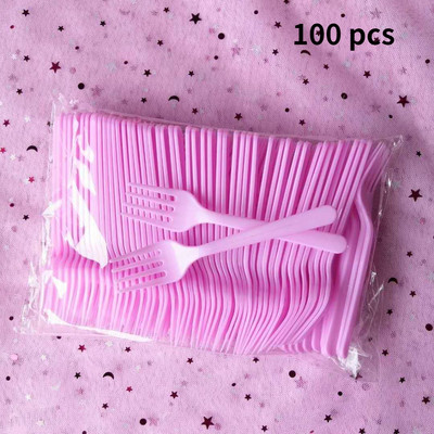 100 buc. Furculițe transparente, de unică folosință, pentru petreceri, bețișoare de grătar, set de frigărui, pentru masă, din plastic, pentru prăjituri, pentru fructe.