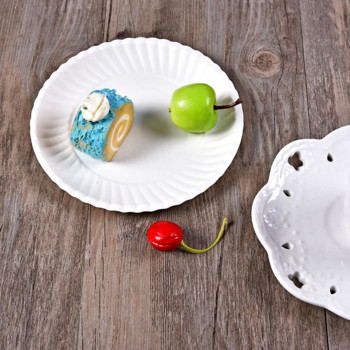 Защита Парти Торта Кухненски прибори Рожден Ден 6 чинии Инчов кръгла хартиена тава Торта за еднократна употреба Екологична бяла хартия за барбекю