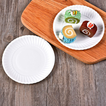 Προστασία κέικ πάρτι Κουζινικά σκεύη γενεθλίων 6 ιντσών στρογγυλό χαρτί Δίσκος κέικ μιας χρήσης Περιβαλλοντικό λευκό χαρτί μπάρμπεκιου