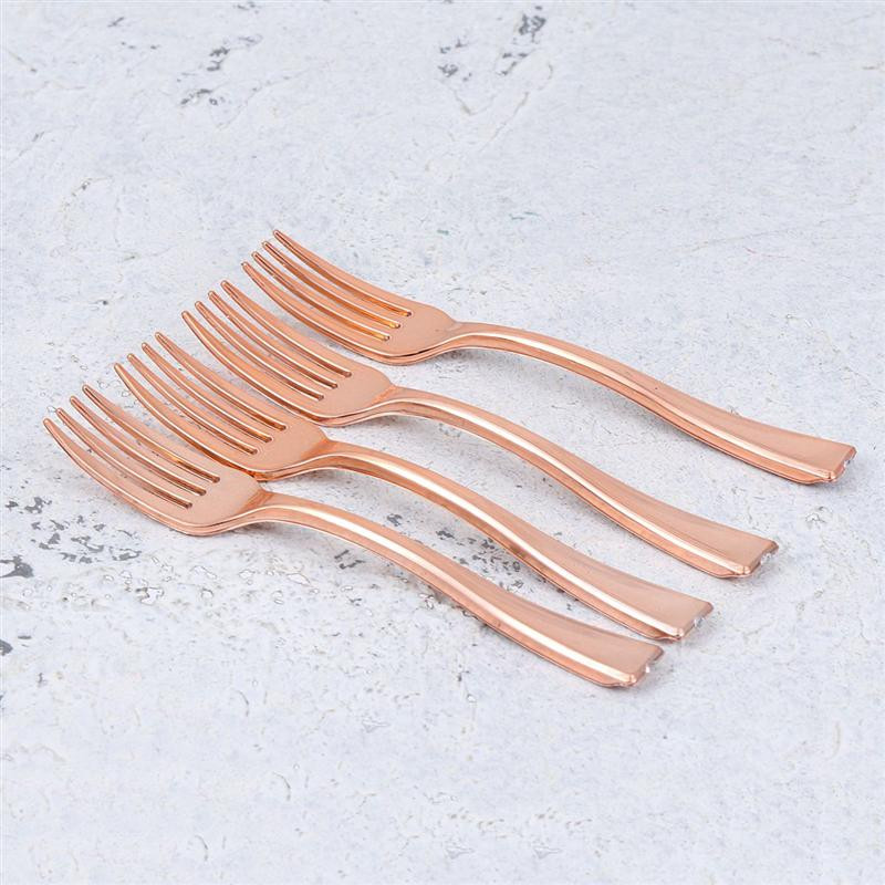 Šakutė Plastikiniai vienkartiniai mini auksiniai indai Sidabriniai stalo įrankiai Salotos Stalo įrankiai Kokteilis Pyragas Desertas Degustacija Vaisiai Užkandis Šakės