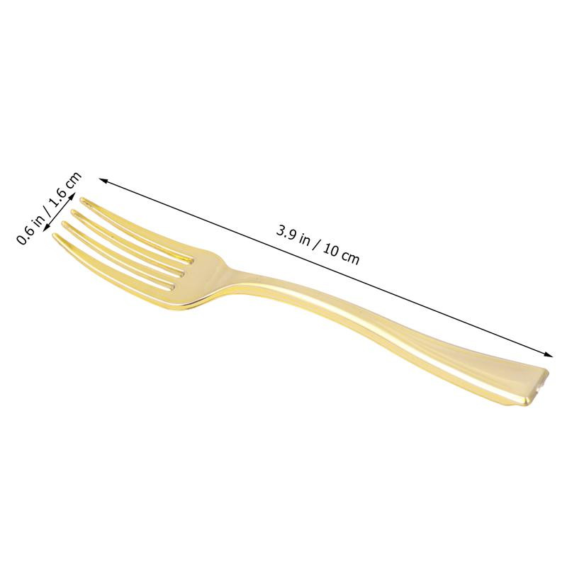 Šakutė Plastikiniai vienkartiniai mini auksiniai indai Sidabriniai stalo įrankiai Salotos Stalo įrankiai Kokteilis Pyragas Desertas Degustacija Vaisiai Užkandis Šakės