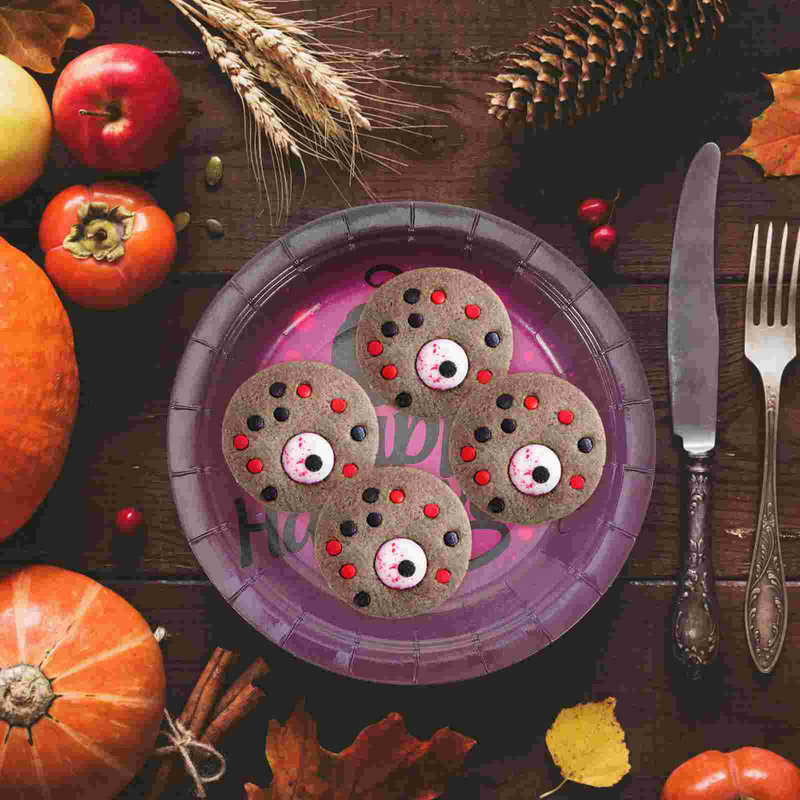 20 vnt. vienkartiniai vakarienės reikmenys Popieriaus dėklas Stalo reikmenys Helovino lėkštės