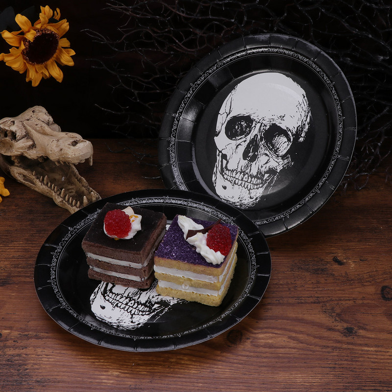 20 vnt. vienkartiniai vakarienės reikmenys Popieriaus dėklas Stalo reikmenys Helovino lėkštės